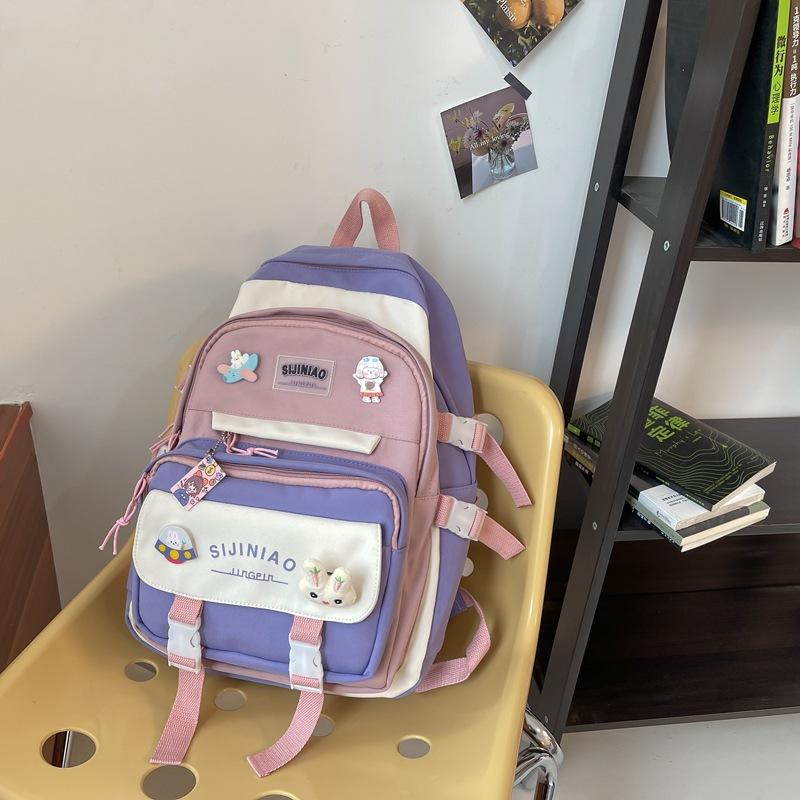 Fashion Female Harajuku Contrasting Colors Junior High School Backpack Fashion Student Backpack Student Schoolbag