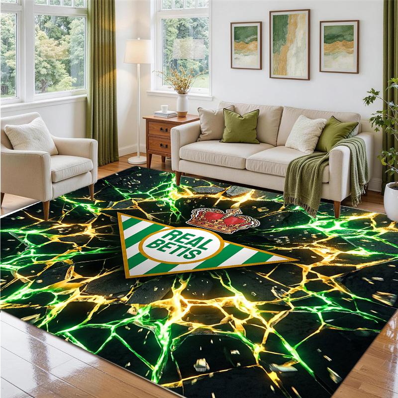Real Betis Football Design Crystal Velvet Rug Soft Decorative Mat for Bedroom Entrance