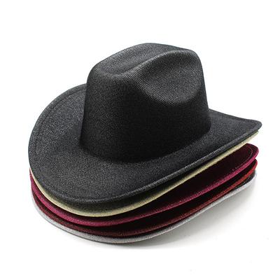 One-Word Matte Cowboy Hat Woolen Hat Western Top Hat Men'S And Women'S Party Decorative Holiday Hat