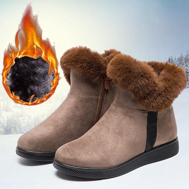 

Женская обувь на платформе из искусственной замши на молнии 2025 Женские зимние ботинки Теплый мех Плюш Зимние ботильоны Женская обувь botas de mujer WSH3720 35 хаки