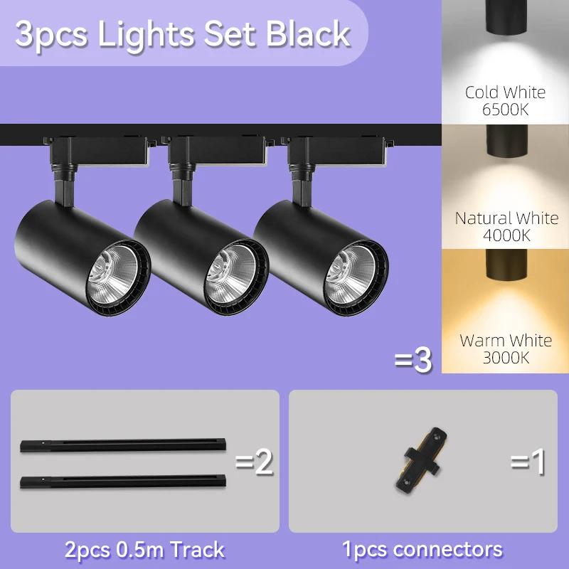 Spot Led Track Light 220V Ceiling Light COB Spotlight Rail Lamp Fixture for Living Room Clothing Store Full Set Track Lighting