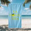 Large Quick-Drying Italian Lemon Print Towel with Blue & White Stripes - Absorbent Beach, Bath, Swim, Picnic Mat
