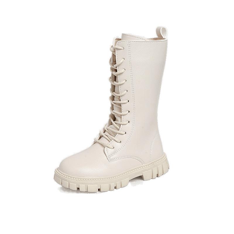 Dětské boty Dívčí Jaro a Podzim 2025 Nové vysoké boty Korejská verze Britský styl Martin boots Kožené kozačky Princezna Malá holčička