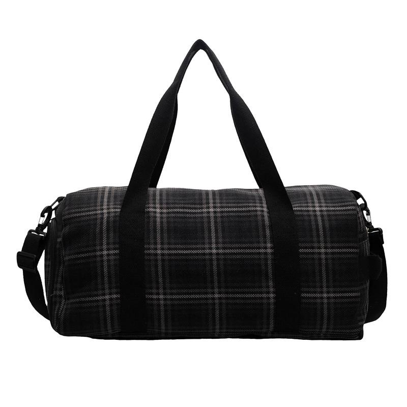 Women's Dry and Wet Separation Plaid Style Fitness Bag Strap Shoe Storage Large Capacity Casual Handbag Travel Bag Can Be Used for Pulling Rod