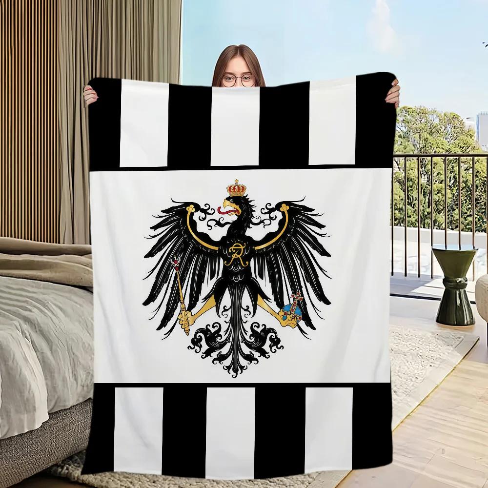 Art Flag Flannel Warm Comfort Soft Plush Throw Blanket for Sofa Living Room Prussia Office Bedroom Travel Gift SingleSided Print