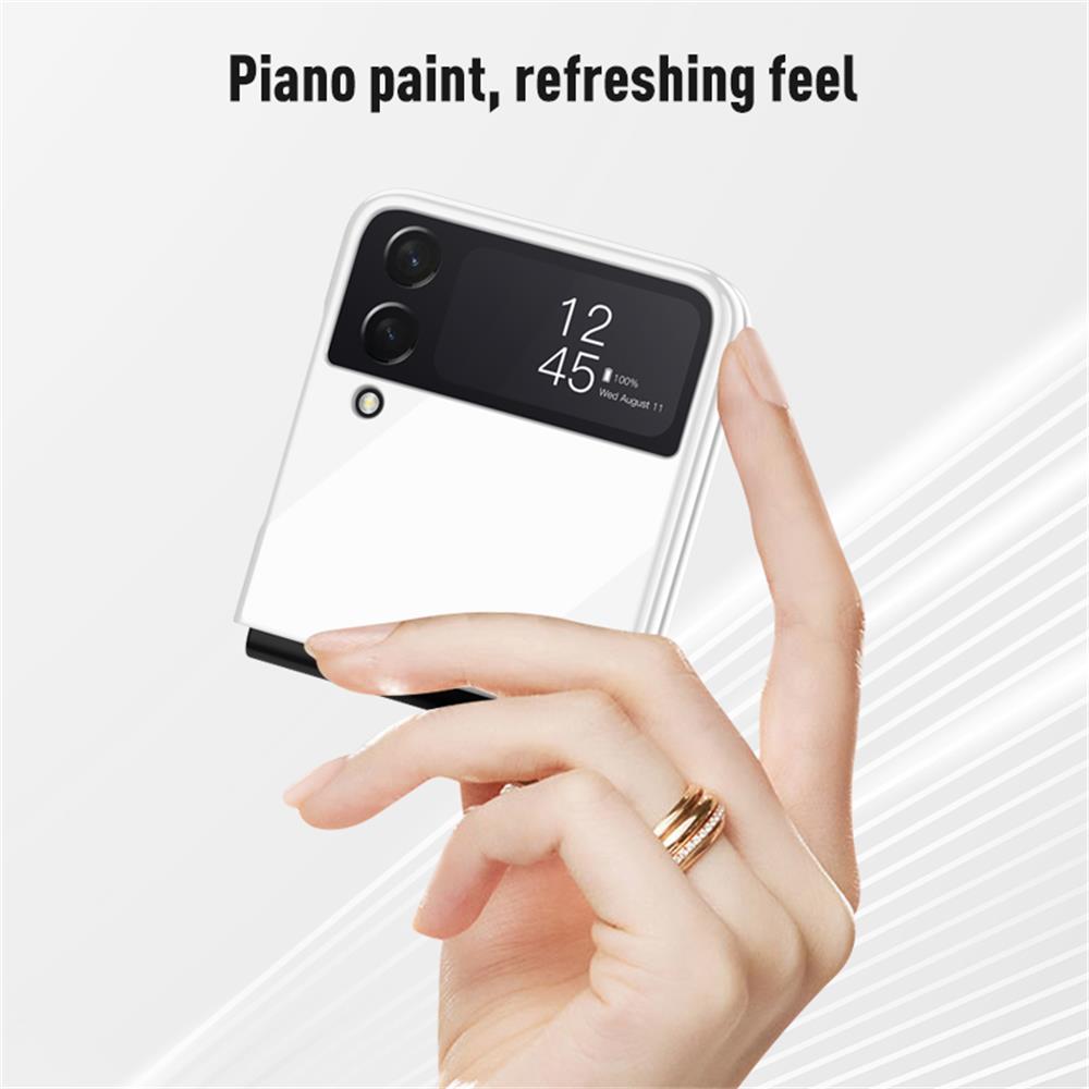 For Samsung Galaxy Z Flip 4 Flip3 Case Luxury Ultra Thin Glossy Surface Piano Paint Folding Shockproof Protection Hard Back Case