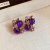French Court Style Rhinestone Earring & Necklace Set - High-End Light Luxury Design with Clavicle Chain