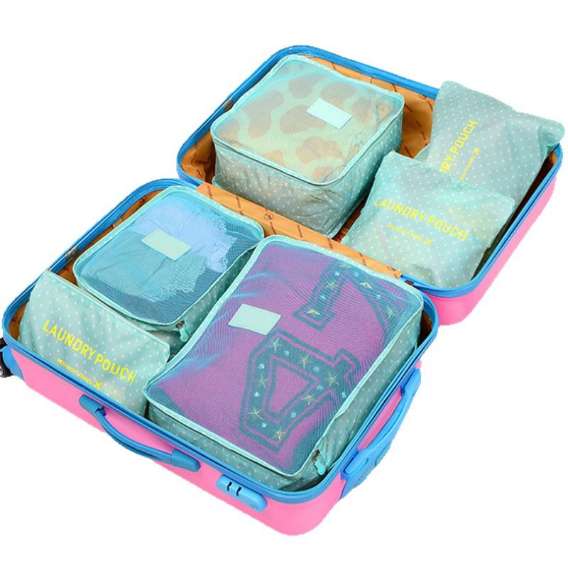 Korean Style 6-Piece Travel Organizer Set and Makeup Bag