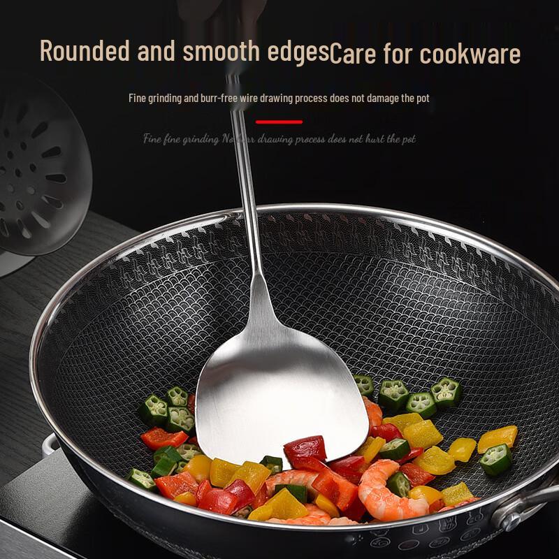 Retro Holzgriff 304 Edelstahl Perforierter Pfannenwender