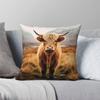 Hochlandkuh Schottisches Rind Kissenbezug Polyester Leinen Samt Muster Dekorative Wurfkissenhülle Sofa Sitzkissenbezug