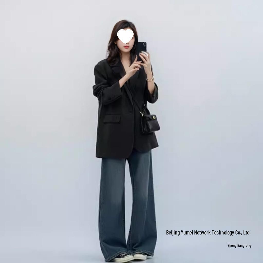 Women's Grey Suit Jacket - 2025 Spring Collection, Casual Petite Socialite Style