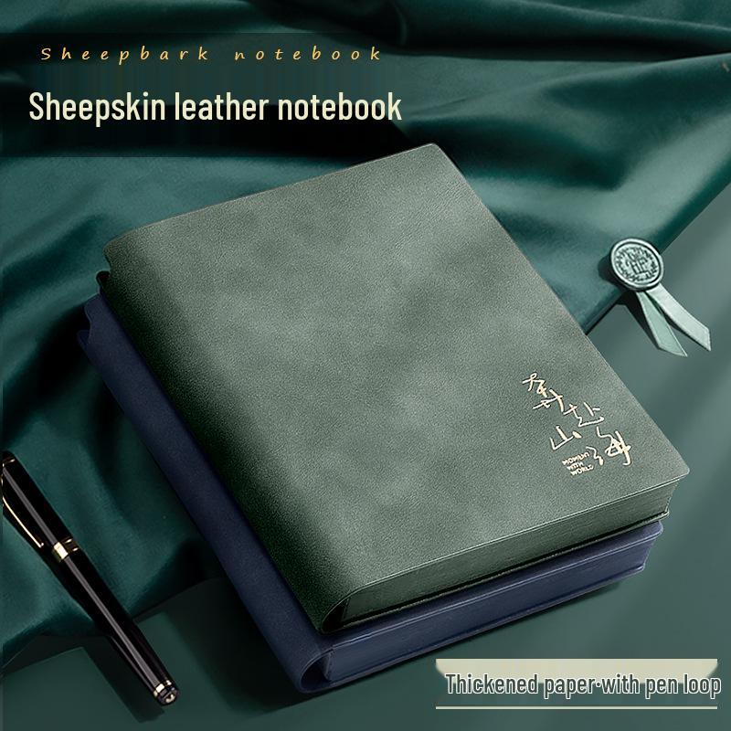 

2022 A5 Retro Sheepskin Leather Diary - Simple, Stylish & Literary Notebook Navy/Time is Calm