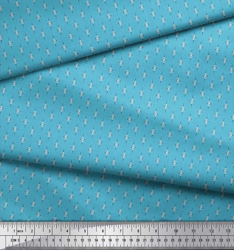 Soimoi Japan Crepe Satin Fabric Dot & Leaves Small Motif Shirting Print Fabric by the Metre 42 Inch