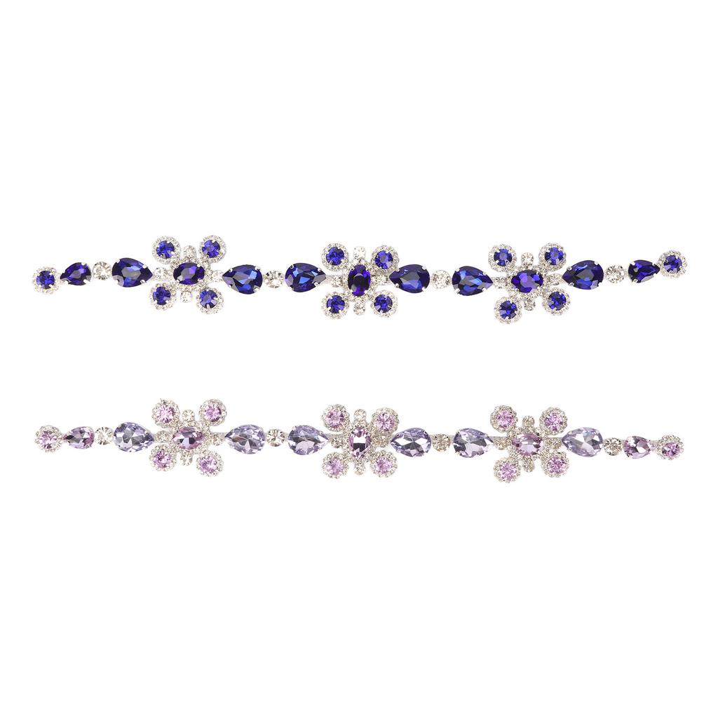 2 szt. Ozdobna Taśma z Dżetami Kryształowe Szkło Wzór Kwiatowy z Diamentami Błyszczący Łańcuszek z Dżetami na Wesela Festiwale