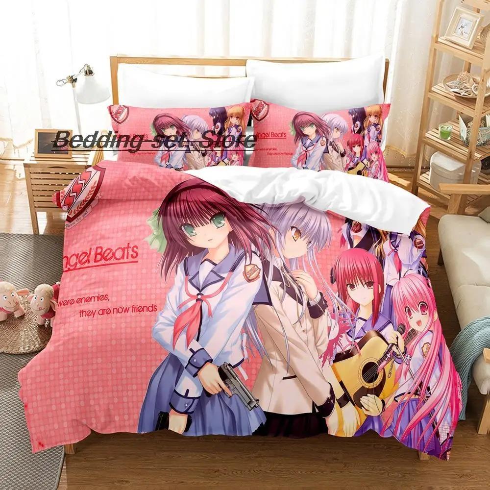 Angel Beats Bedding Set Single Twin Full Queen King Size Bed Set Aldult Kid Bedroom Duvetcover Sets Anime Bed Sheet Set