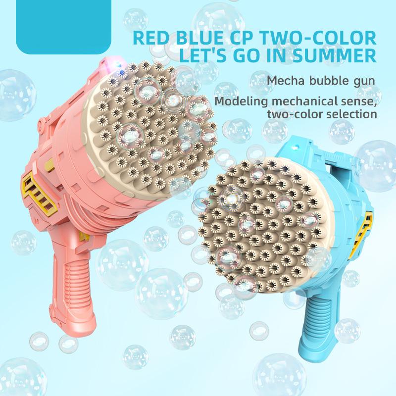 Bubble Gun 69 HolesAutomatic Blower Maker Big Soap Bubble Machine with Light Pomperos Summer Outdoor Toys for Kids Birthday Gift