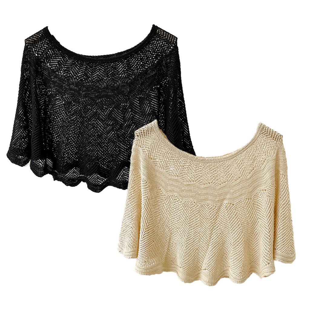 Summer Pullover Scarf Solid Color Knitted Cotton Shawls Korean Simple Hollow Design Fashion Versatile Sunscreen Scarves