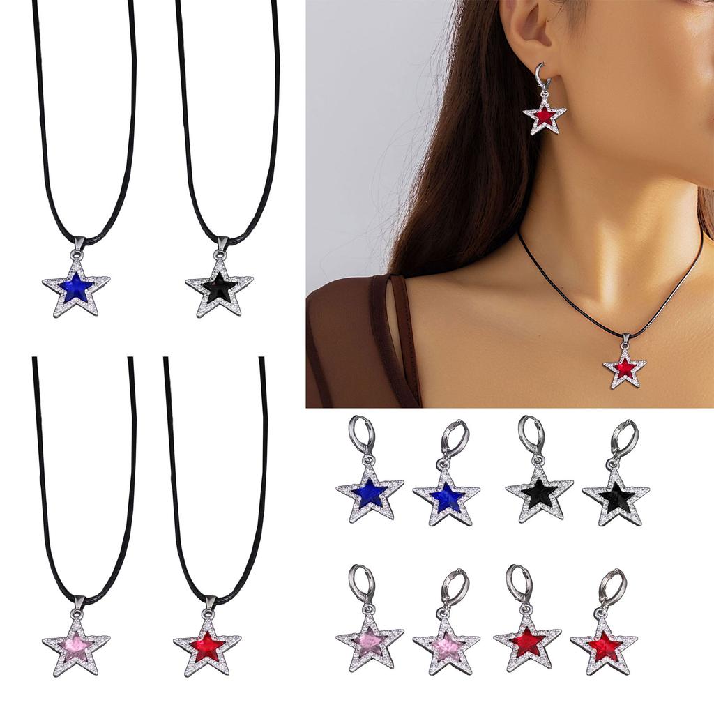 Modische Ohrhaken und Halskette Set Alternative Stern Halskette und Ohrring Gothic Schmuckset für Modebegeisterte