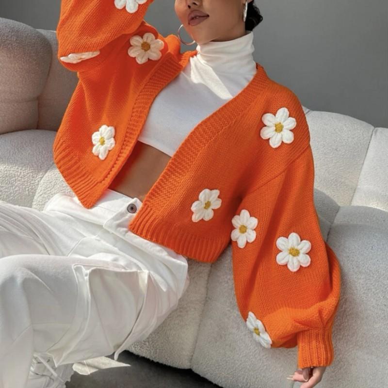 Womens Winter Sweet 3D Floral Knit