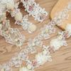DIY Handmade Lace Applique Sewing Craft with Embroidered Fabric Wedding Decoration 3D White Flower Butterfly Lace Silk