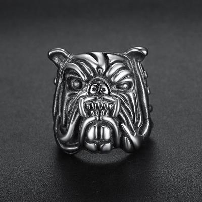 Stříbrný prsten S925 retro zvířecí série ring bully prsten ve tvaru psa pro muže a ženy