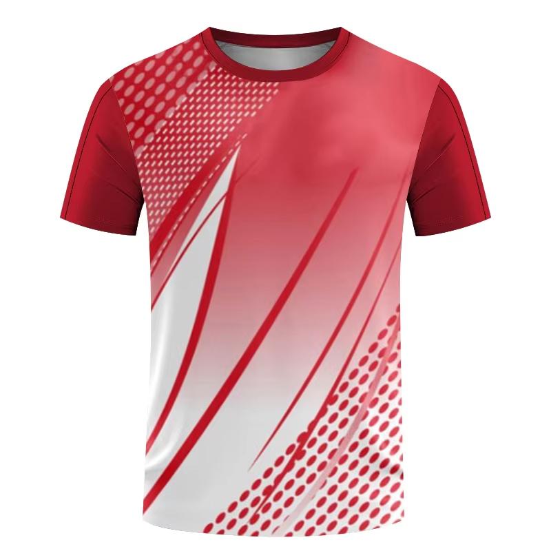 Simple Quick Dry Sports T Shirt For Men Summer Short Sleeve Fashion 3D Printed Table Tennis T-shirt Loose Casual Breathable Tees