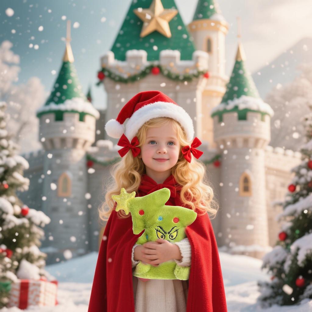 Christmas Plush Toy - Green-haired Christmas Tree 9.45-inch Stuffed Toy - With A Star On The Top  - Christmas Plush Toy