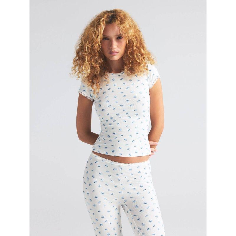 American Skims In Stock Summer New Gyaru Set Valentine's Day Series Lace Floral Short Sleeve T-shirt Trousers Women