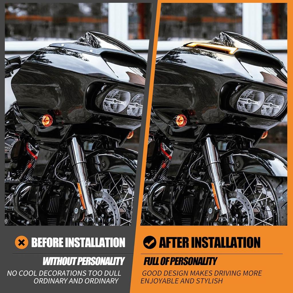 Windshield Side Trim LED Light Turn Signal Running Lamp Fit for Road Glide FLTRX FLTRXS FLTRK FLTRU FLTRXSE FLTRUSE 2015–2024 Black Front Fairing