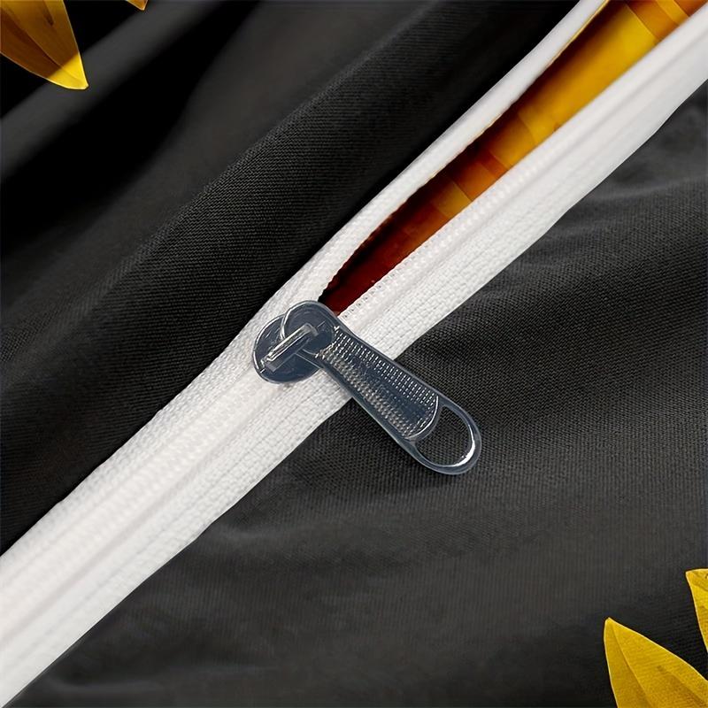 3pcs Fashion Duvet Cover Set, Sunflower Print Bedding Set With Zipper Closure, Soft Comfortable Duvet Cover