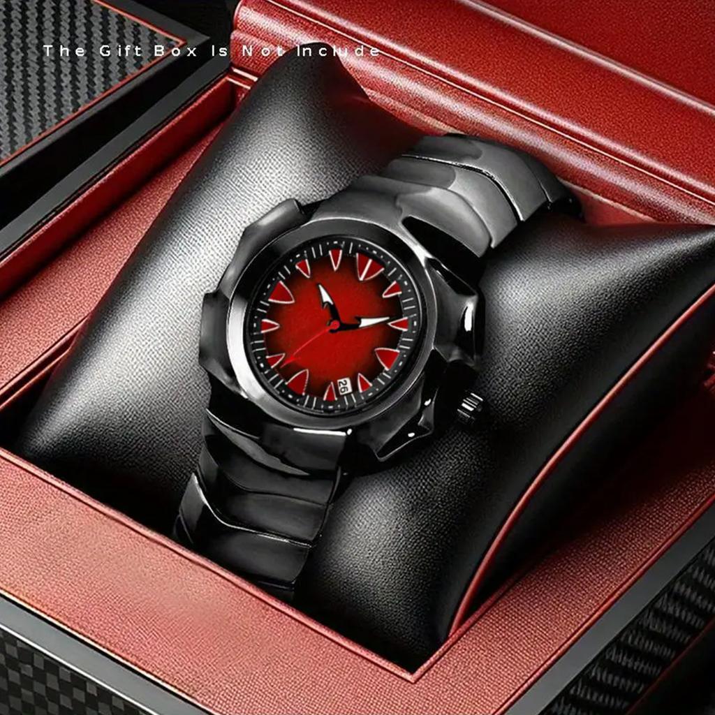 Men's Watch Authentic Light Luxury Original Alien Blade Steel Belt Black Red Contrast Creative Male Fashion Quartz Watches Gift