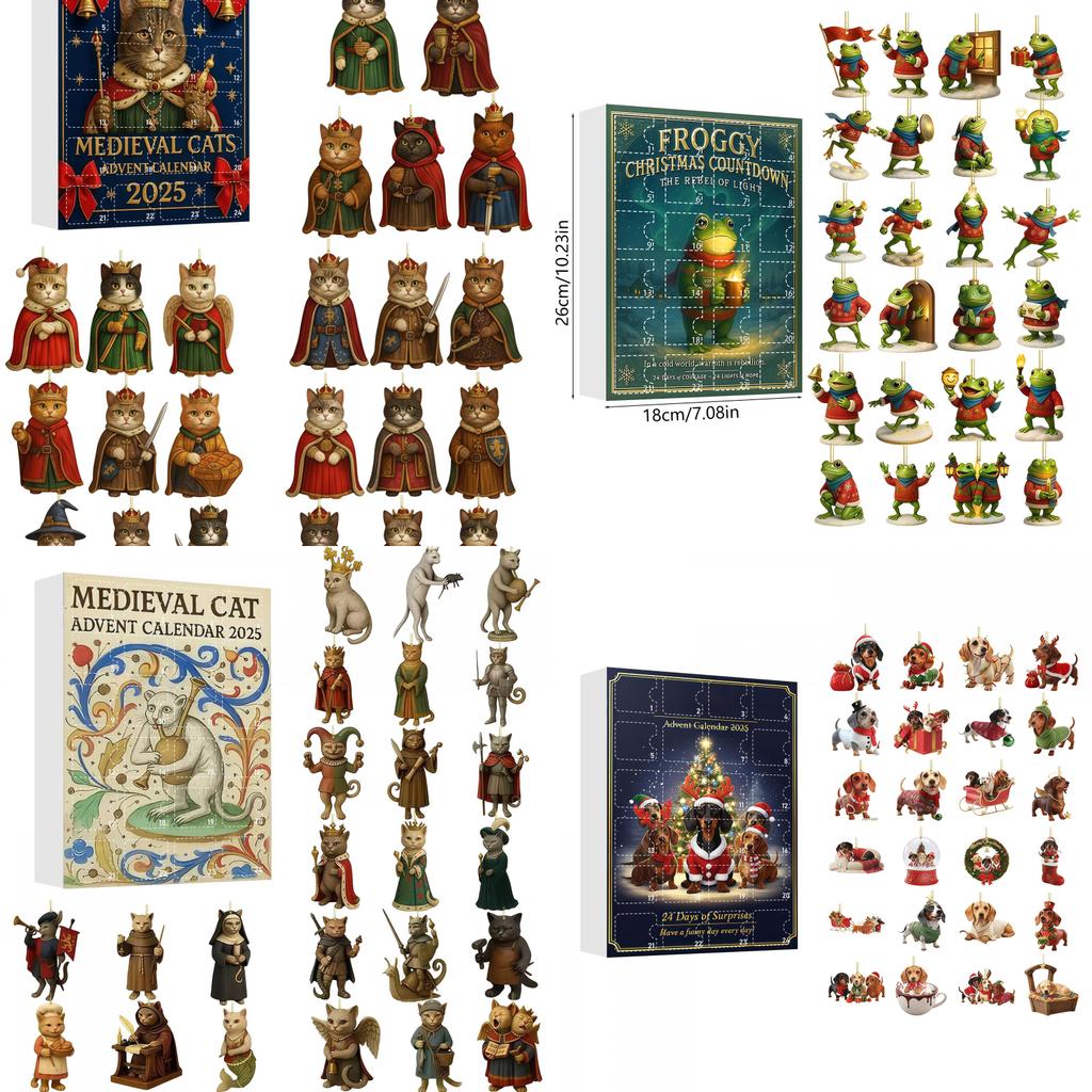 Christmas Grinch Dog Cat Acrylic Advent Calendar With 24 Animal Decorations For Holiday Gift Giving