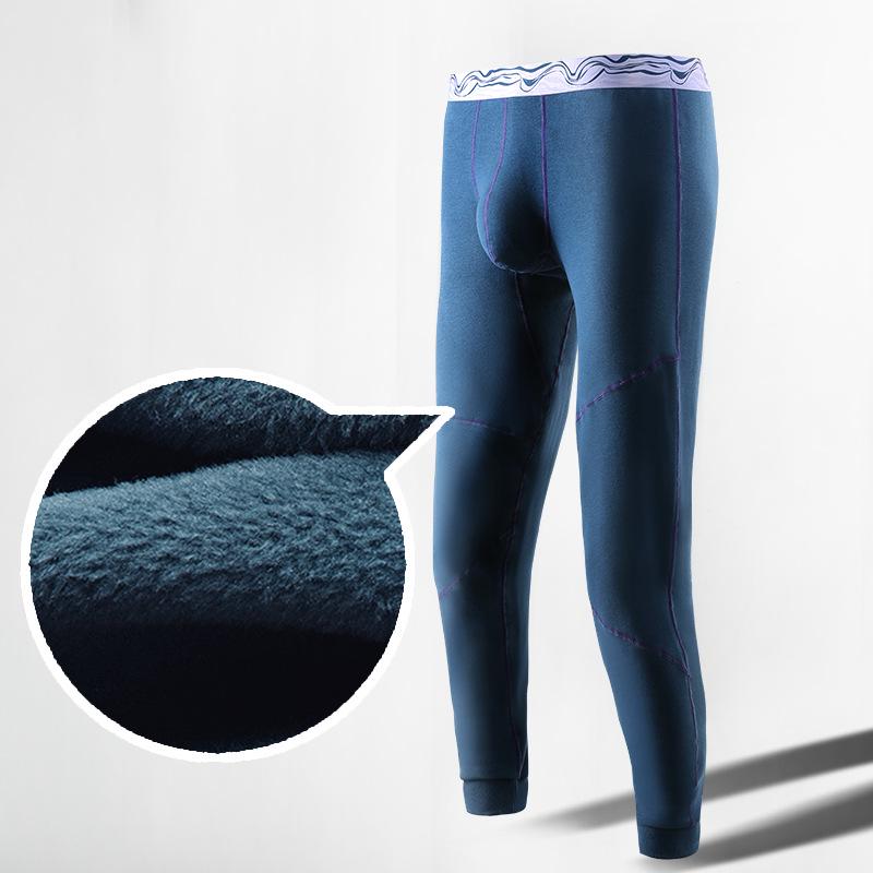 Men's Mid-Waist Thick Fleece-Lined Autumn/Winter Trousers, Close-Fitting Nine-Point Style