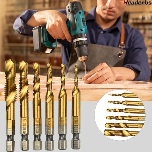 Buy 6Pcs Drill Tap Combination Titanium Coated HSS 1/4inch Hex Shank ...