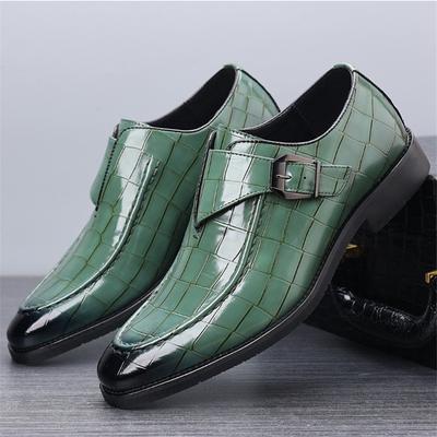 Fashion New Monk Strap Loafers For Men Red Green Pointed Crocodile Pattern Shoes Designer Formal Wedding Dress Homecoming Footwear