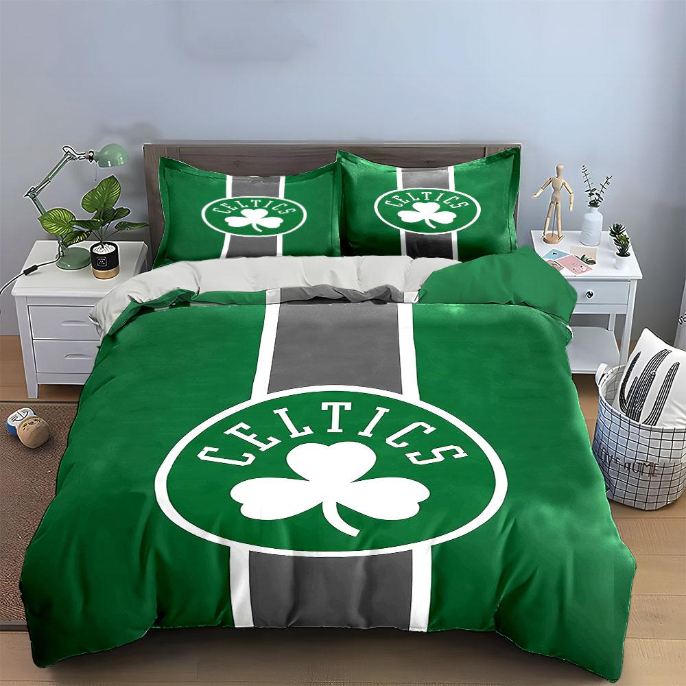 Set Biancheria da Letto Logo Celtics Verde Copripiumino Copripiumino Federe (1 * Copripiumino 2 * Federe, senza piumino)