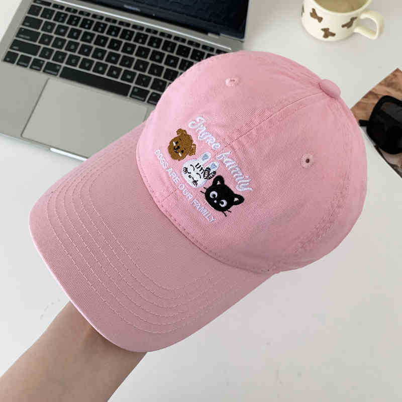 

Cute embroidered baseball cap women s summer new versatile big head circumference showing face small red cap Standard