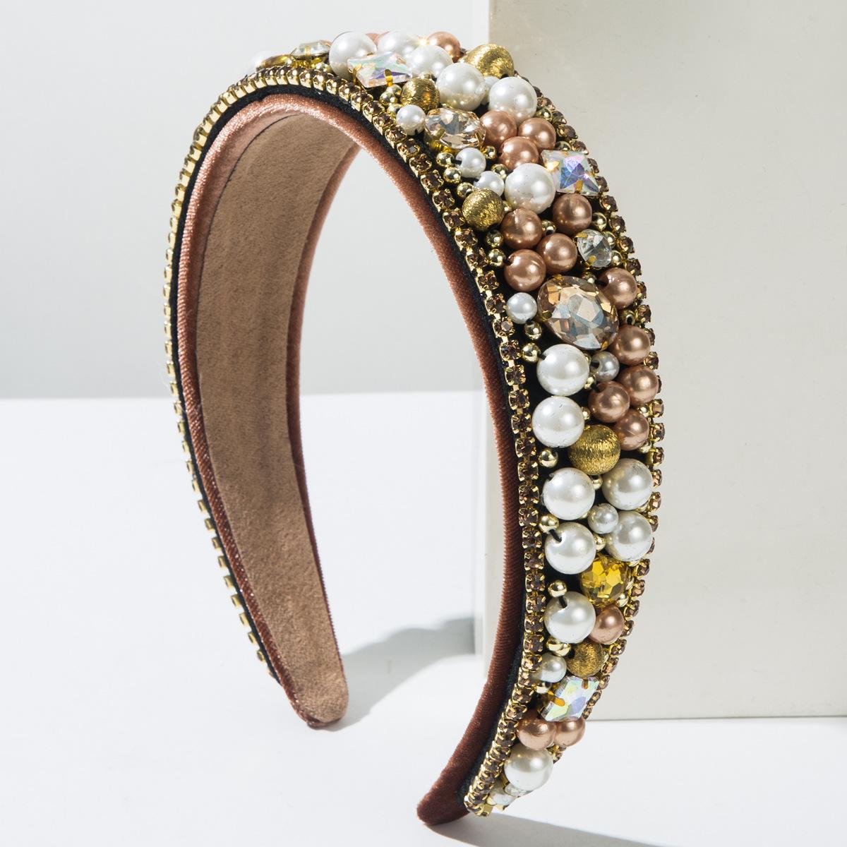 

Модные повязки на голову в стиле барокко, повязки на голову из стеклянных кристаллов с жемчугом, роскошные аксессуары для волос высокого класса