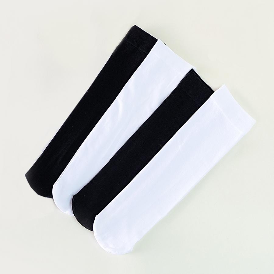 4 perechi de șosete de catifea pentru vițel de vară, subțiri, anti-cârlig, din mătase, picior frumos, șosete tub lungi, negru, alb, șosete versatile în stil colegial