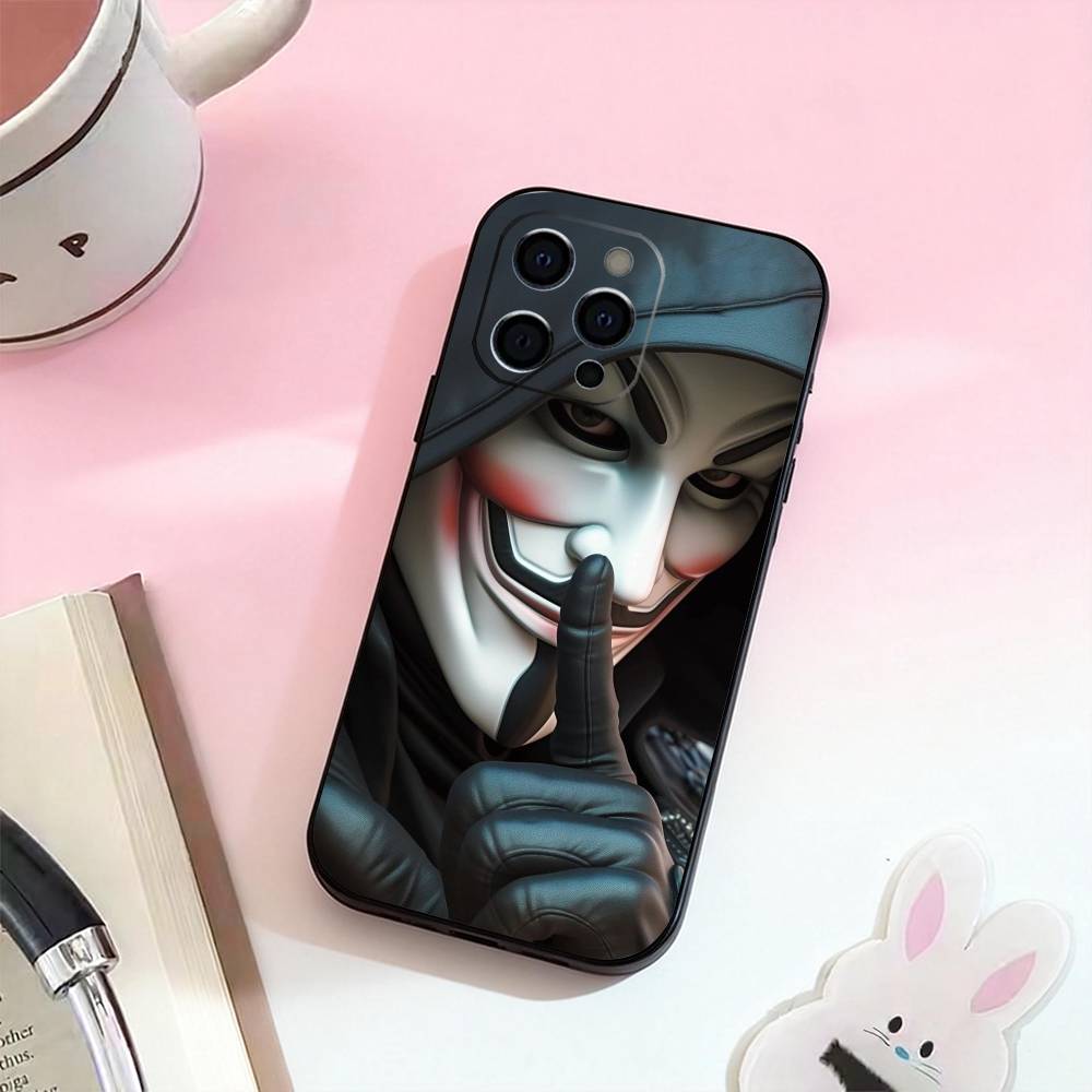 A-Anonymous Hacker   Phone Case For iPhone 17,16,15,14,13,12,11 Plus,Pro Max,Soft Silicone Black Cover