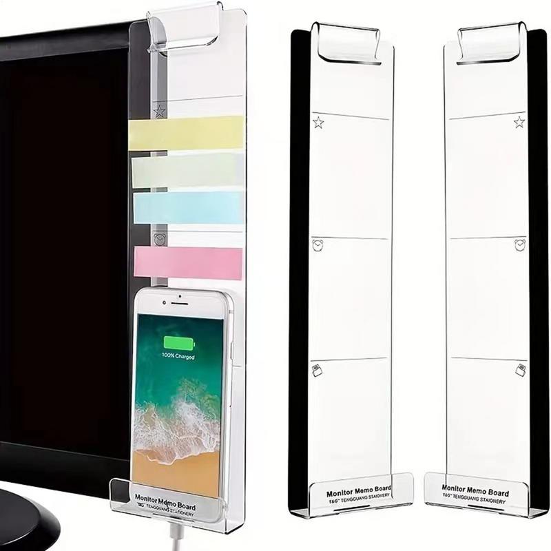 Monitor Memo Board Acrylic Transparent Computer Monitor Side Panel Side Mount Clear Message Organizer Adhesive Desk Accessories