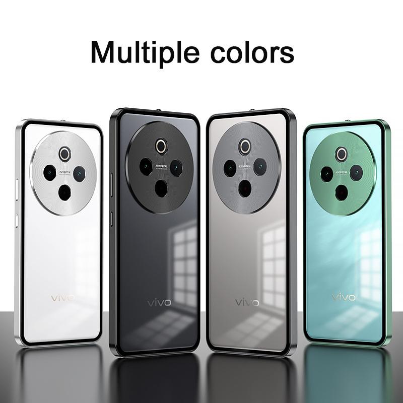 Elastic Snap Magnetic Metal Bumper Frame Case for Vivo Y300 Pro 5G 6.77" Clear Frosted PC Camera Lens Protector Back Cover