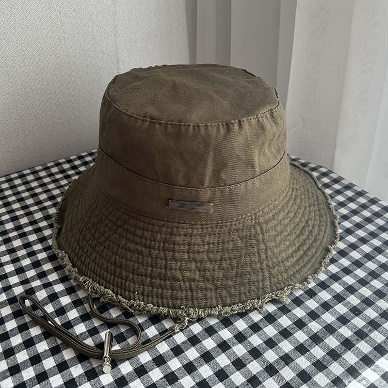 Women's Foldable Retro Bucket Hat: Japanese-Style Sun Hat with Frayed Edges, Korean Slimming Design