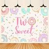 2D Cute Donut Sprinkle Pattern "Two Sweet" Toddler Birthday Party Backdrop