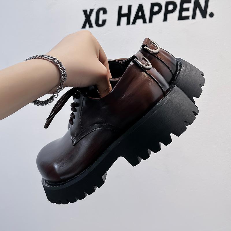 Leather shoes men's summer casual British style heightened Derby shoes platform wedding black Martin boots low top 8831-A