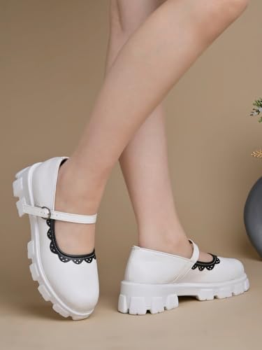 

Shoetopia Round Toe White Mary Janes Bellies For Women & Girls /Eu36 3 UK белый