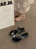 Ladies Sparkling One Word Summer with French Fairy Cool Slippers for Outer Wear, Fine Strap, New Flat Sandals, Water Diamond Set, Toe