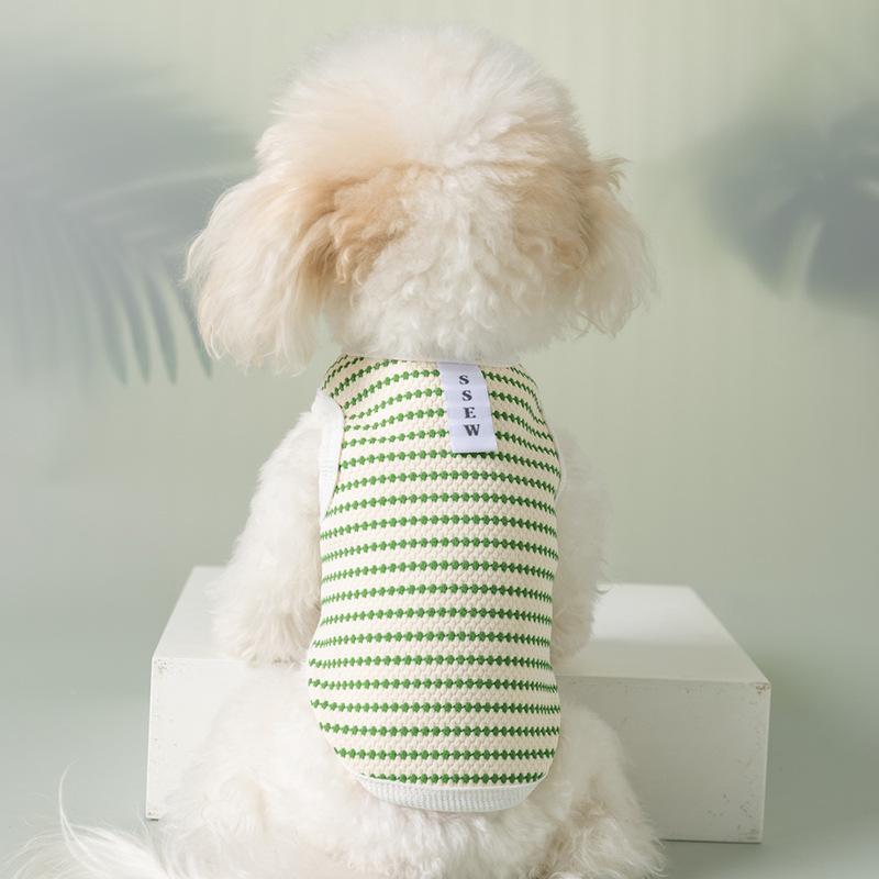 Spring and Summer Dog Fresh Striped Simple Vest Cat Bipod Medium and Small Dog Puppy Pet Teddy Clothes