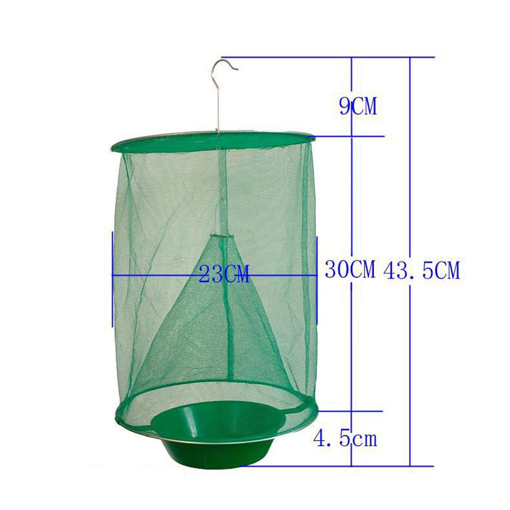 Fly Catcher Hanging Fly Catching Cage Fly Trap Flytrap Foldable Flies Trap Cage with Pot for Garden Ranch Orchard