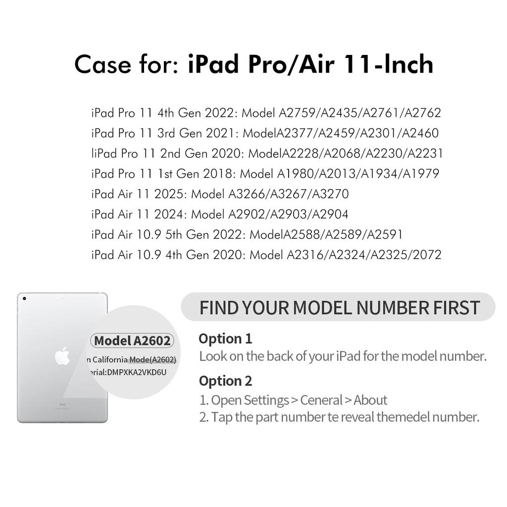 For iPad Air 11 (2024)/iPad Air (2022)/iPad Air (2020)/iPad Pro 11 (2022)/iPad Pro 11 (2021)/iPad Pro 11 (2020) Tablet Case